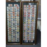 Four good sets of cigarette cards, each in a glazed display of Army Badges, Drum Banners and Cap
