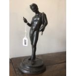 A Neapolitan bronze figure of Narcissus, late 19th century, 26 cm high [This lot is viewed at and