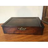 An early 19th century mahogany lidded box, 33 x 23 x 8 cm [This lot is viewed at and cleared from
