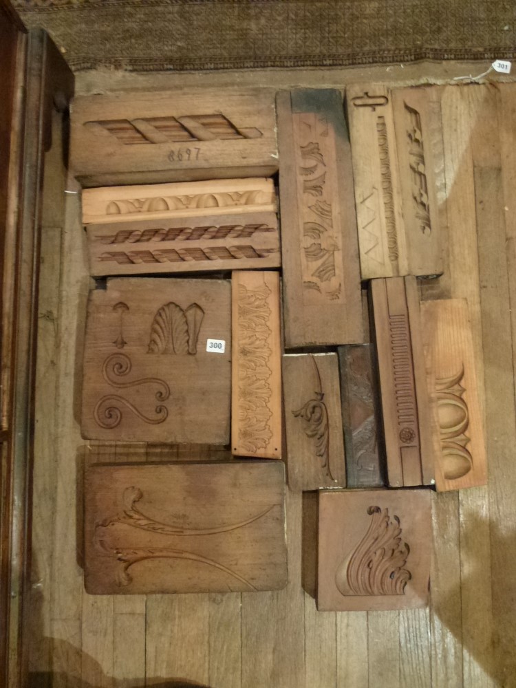 A selection of 14 Jackson & Sons rare 18th and 19th century carved plaster and gesso moulds,