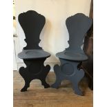 A pair of Georgian oak painted hall chairs, 40 x 50 x 99 cm [This lot is viewed at and cleared