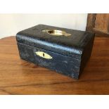 A 19th century brass and leather dome-topped box 23 x 16 x 10 cm [This lot is viewed at and