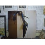 Annabel Findlay, three large photographic reproductions on canvas, studies of a stiletto-heeled