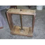 A 19th century beech book press with metal screw thread, 52 x 25 x 66 cm [This lot is viewed at