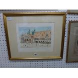 A 20th century watercolour, 'Piazza S. Marco, Venezia' (20 x 30 cm), reeded gilt frame; together
