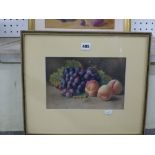 A.L. Holding, a still life watercolour of soft fruit, signed, a small watercolour study of apples