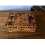 A 19th century Anglo-Indian tortoiseshell box with lidded compartments, 23 x 17 x 8 cm [This lot