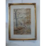Paul Bertram, a watercolour The Faggot Gatherer in a woodland setting, signed and dated 1900, 59 x
