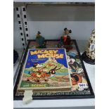 Vintage Mickey Mouse items, comprising: a composition Mickey on clockwork tinplate tricycle; die