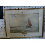George Stanfield Walters, watercolour heightened with white, 'On the Scheldt', signed (31 x 50cm),