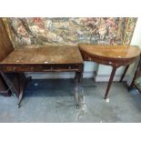 For restoration: a Regency rosewood sofa table, a late George III satinwood card table with shell