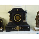 An impressive late 19th century French slate mantel clock with cast gilt-metal mounts, the Mougin
