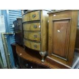 A furniture lot comprising a late Victorian mahogany breakfront and serpentine sideboard with cross-