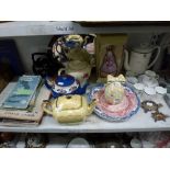 A mixed lot including a Wedgwood House of Commons coffee set, two Wade tortoises, a boxed Villeroy &