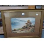 Six various framed watercolours, including Marjorie Sinclair, the port of Borth-y-Gest, signed and