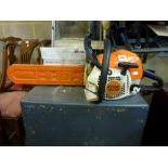 A Stihl petrol chain saw MS181. [under G22] WE DO NOT ACCEPT CREDIT CARDS. STORAGE IS CHARGED