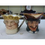 A rare large Royal Doulton Old King Cole character jug with yellow crown, and a Dick Turpin