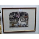 Graham Clarke, a set of four limited edition coloured etchings (an edition of 400) of village