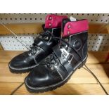 A pair of ladies' Gucci black leather lace-up ankle boots [upstairs wooden shelves] WE DO NOT ACCEPT