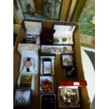 A good, decorative lot of designer wristwatches, diamante necklaces, rings and earrings some in