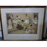 After William Russell Flint, six coloured prints from original watercolours of Spanish women,