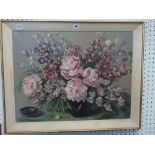 A collection of six oils of flower still lifes, including Gwen Taylor, on canvas and signed, F.