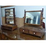 Two pretty 19th century mahogany dressing mirrors, each with a swing plate on a drawered base WE