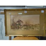 L. Bates, a pair of watercolours, a Scottish landscape and a view in Kent, both signed (24 x 43 cm),