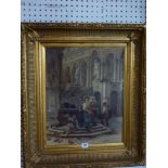 A good coloured print of an oil painting in the Italian style in a gilt frame (50 x 40 cm) WE DO NOT