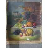 Three Flemish style oils on canvas, still lifes of fruit and game (largest 66 x 58 cm) (3) WE DO NOT