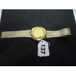 A stylish 1960s Orfina De Luxe man's wrist watch in gilt metal rounded triangular case, 41 jewels,