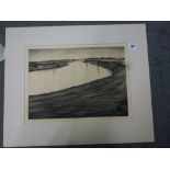 Christopher Richard Wynne Nevinson ARA, drypoint etching 'Ebb Tide, Rye', signed in pencil, (plate