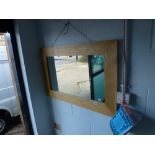 A modern rectangular pine wall mirror. WE DO NOT ACCEPT CREDIT CARDS. STORAGE IS CHARGED AFTER THE