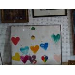 A 20th century modern school mixed method coloured print, Hearts (79 x 102 cm), framed WE DO NOT