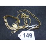 Four 9 ct gold bracelets and a broken ring, 15.3 gm WE DO NOT ACCEPT CREDIT CARDS. STORAGE IS
