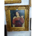 Seven framed coloured prints after old masters on textured paper, etc., gilt swept frames (7) WE