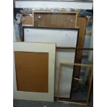 Eight large bespoke vacant picture frames, including aluminium, silver-leaf, ebonised beech wood and