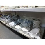 An extensive Old Chelsea blue and white pattern tea and dinner service by Furnivals including four