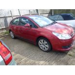 Red Citroen C4 VTR 4 door hatchback diesel car registration number P22 MAJ. First registered 2008.