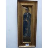 Late 19th century, gouache heightened with gold, standing figures of St Catherine of Siena and of