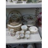 A Dresden part dessert and tea service including two comports on stands, sandwich plates, cream jug,