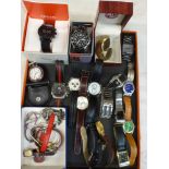 A good collection of decorative and designer wrist watches including an unused model by Fossil, a