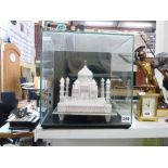 An alabaster light-up model of The Taj Mahal in Perspex case. [s37] WE DO NOT ACCEPT CREDIT CARDS.