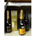 Champagne: Veuve Clicquot Brut (x1); Moet & Chandon Grand Vintage 2000, with box (x1); Moet &