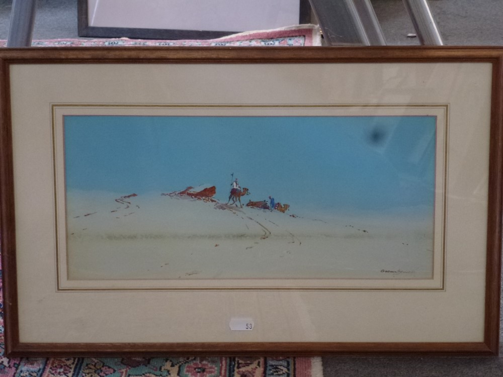 Godwin Bennett, three watercolour and body colours on toned paper, desert scenes, all signed, - Image 2 of 3