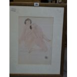 Philip Naviasky, a sanguine on paper female nude figure study, signed; Charles Mahony, a pen and