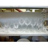 A suite of Waterford Lismore pattern glasses comprising a set of six red wine glasses, a set of