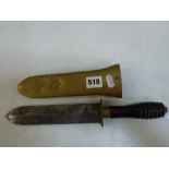 An early diver's knife, the steel blade signed Siebe Gorman & Co. and with brass-mounted lignum