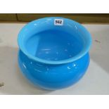 A late 19th century French blue opaline glass chamber pot [K] WE DO NOT ACCEPT CREDIT CARDS.