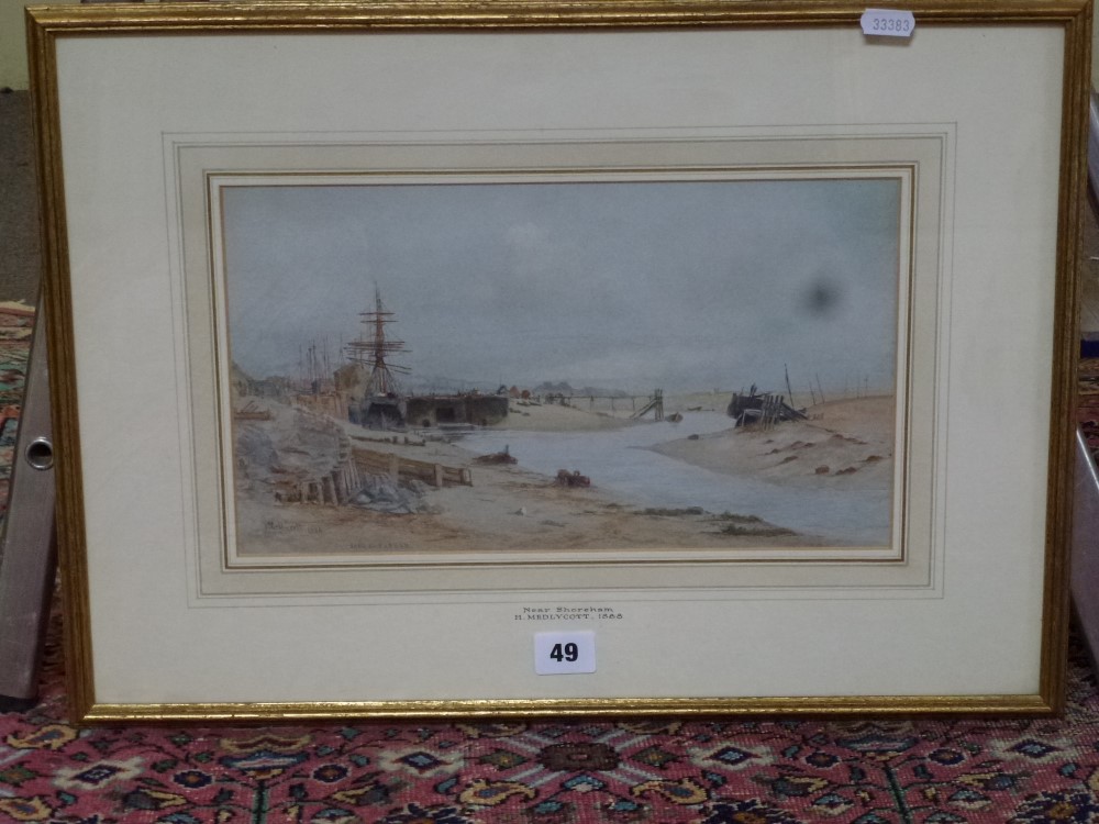 H. Medlycott, watercolour, 'Near Shoreham', signed and dated 1888 (19 x 33 cm), framed WE DO NOT